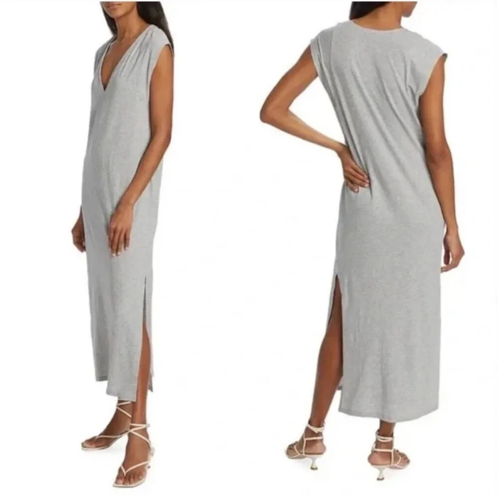 Frame Le Muscle V-Neck grey maxi dress Size S - Picture 2 of 5
